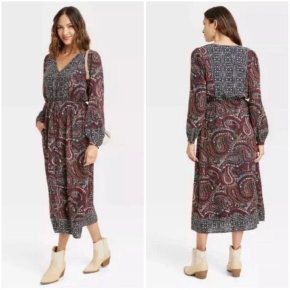 Knox Rose Boho Night Sky Maxi Dress in Multicolor Paisley - Picture 1 of 12